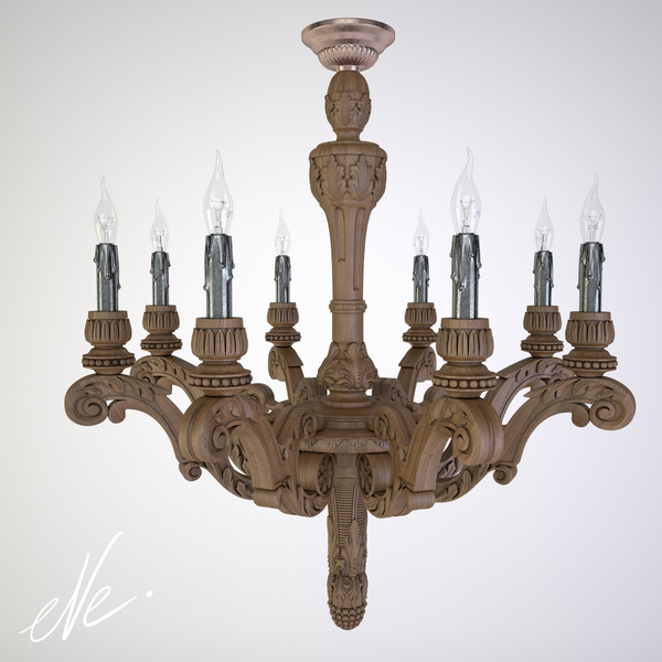 restoration french baroque wood 3d max - French Baroque Wood Chandelier Large... by eve.happy